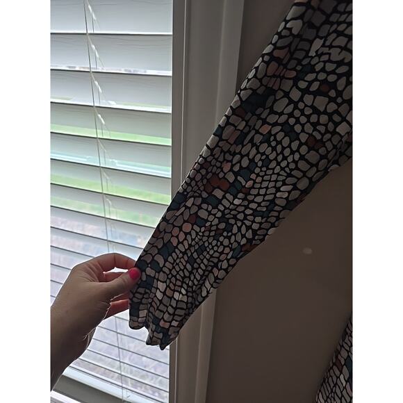 LOGO by Lori Goldstein Leticia Mosaic Duster Cardigan Sweater Womans Size Large - Picture 3 of 6